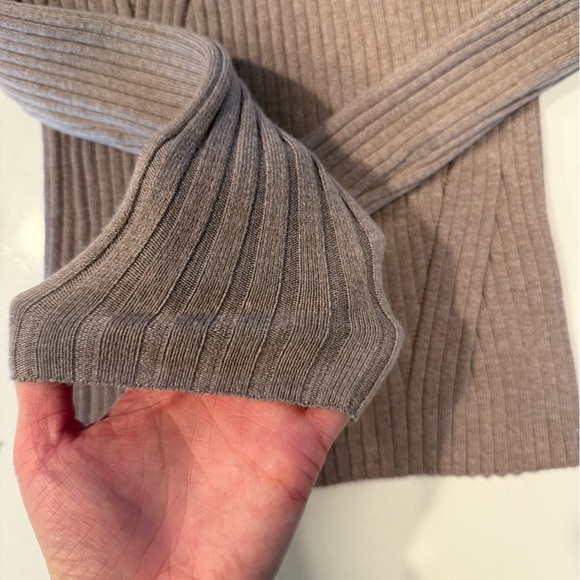 Taupe Ribbed Mock Neck Sweater Shirt - Picture 2 of 6
